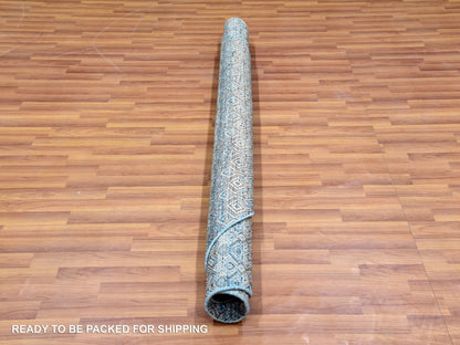 Modern / Contemporary hand-knotted wool rug in Blue, 5'11" x 6'0", SKU O079802