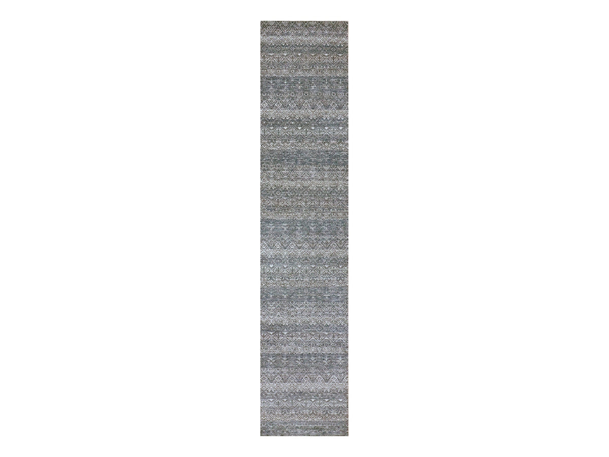 Modern / Contemporary hand-knotted wool runner in Gray, 2'6" x 12'2", SKU O079812