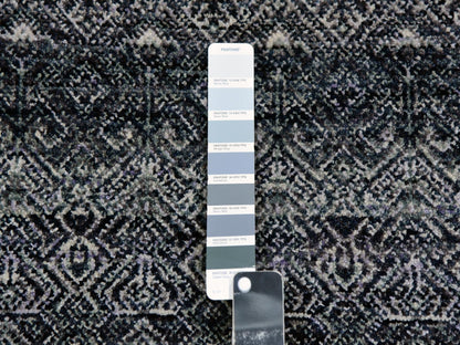 Grey 2'8" x 10'0" Modern / Contemporary Hand knotted Wool Rug - Sku: O079814