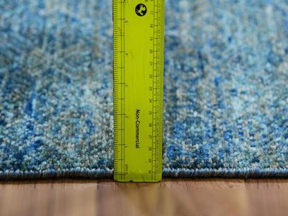 Modern / Contemporary hand-knotted wool runner in Green, 2'6" x 12'0", SKU O079817