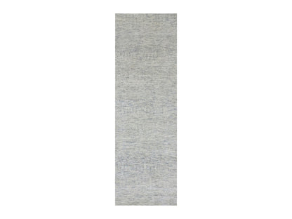 Grey 2'6" x 8'1" Modern / Contemporary Hand knotted Wool Rug - Sku: O079819