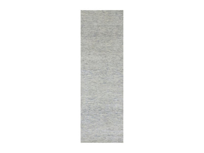 Grey 2'6" x 8'1" Modern / Contemporary Hand knotted Wool Rug - Sku: O079820