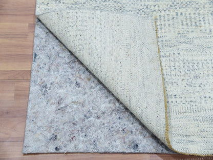 Grey 2'6" x 8'1" Modern / Contemporary Hand knotted Wool Rug - Sku: O079820