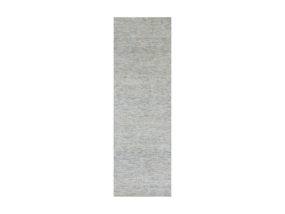 Grey 2'6" x 8'0" Modern / Contemporary Hand knotted Wool Rug - Sku: O079821