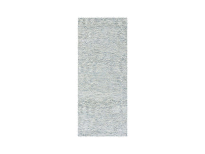 Grey 2'6" x 6'0" Modern / Contemporary Hand knotted Wool Rug - Sku: O079823