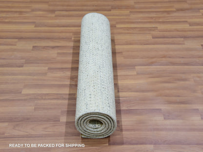 Grey 2'6" x 6'0" Modern / Contemporary Hand knotted Wool Rug - Sku: O079823