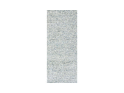 Grey 2'6" x 6'0" Modern / Contemporary Hand knotted Wool Rug - Sku: O079824