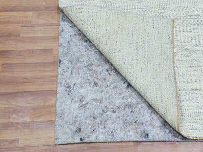 Grey 2'6" x 6'0" Modern / Contemporary Hand knotted Wool Rug - Sku: O079824