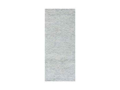 Grey 2'6" x 6'1" Modern / Contemporary Hand knotted Wool Rug - Sku: O079826