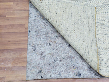 Grey 2'6" x 6'1" Modern / Contemporary Hand knotted Wool Rug - Sku: O079826