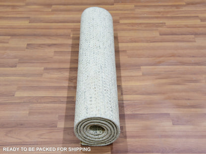 Grey 2'6" x 6'1" Modern / Contemporary Hand knotted Wool Rug - Sku: O079826