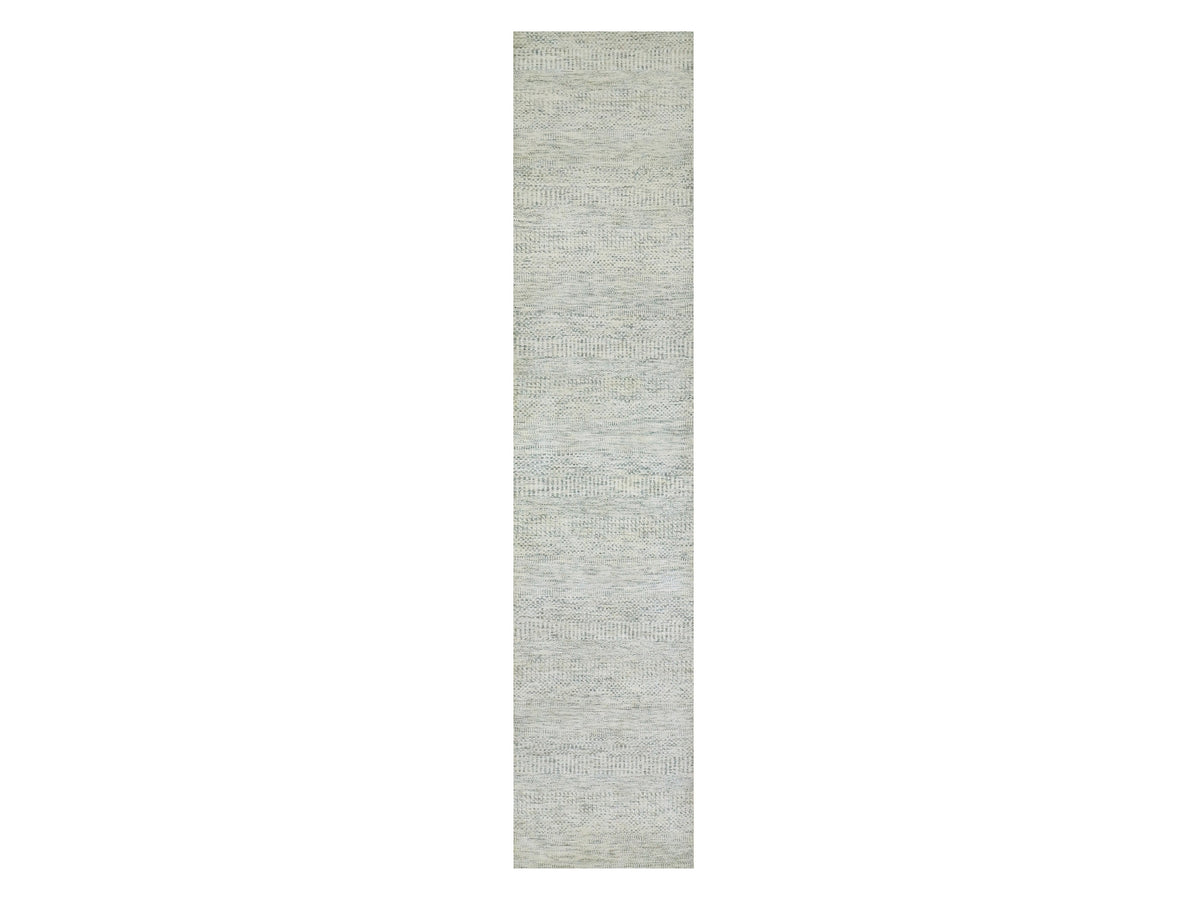 Modern / Contemporary hand-knotted wool runner in Gray, 2'7" x 12'0", SKU O079828