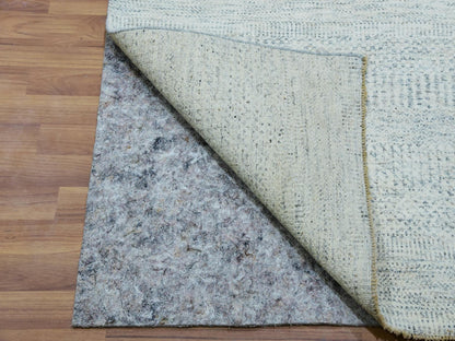 Grey 2'7" x 12'0" Modern / Contemporary Hand knotted Wool Rug - Sku: O079828