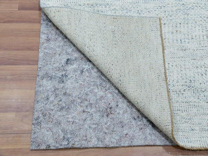Grey 2'5" x 15'10" Modern / Contemporary Hand knotted Wool Rug - Sku: O079830