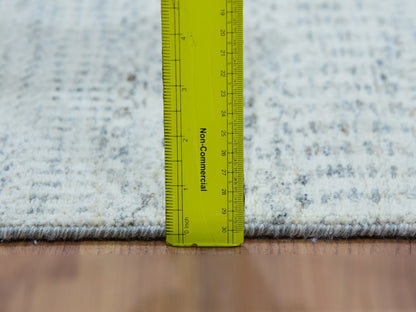 Grey 2'5" x 15'10" Modern / Contemporary Hand knotted Wool Rug - Sku: O079830