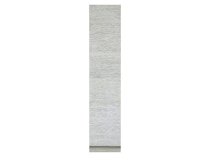 Grey 2'8" x 17'10" Modern / Contemporary Hand knotted Wool Rug - Sku: O079831