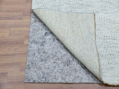 Grey 2'8" x 17'10" Modern / Contemporary Hand knotted Wool Rug - Sku: O079831