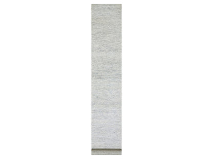 Grey 2'5" x 21'9" Modern / Contemporary Hand knotted Wool Rug - Sku: O079832