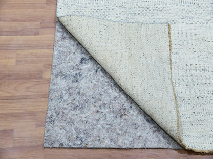 Grey 2'5" x 21'9" Modern / Contemporary Hand knotted Wool Rug - Sku: O079832