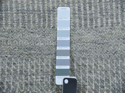 Grey 13'5" x 13'5" Modern / Contemporary Hand knotted Wool Rug - Sku: O079859