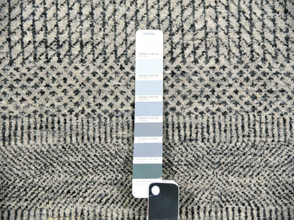 Grey 13'8" x 13'9" Modern / Contemporary Hand knotted Wool Rug - Sku: O079860