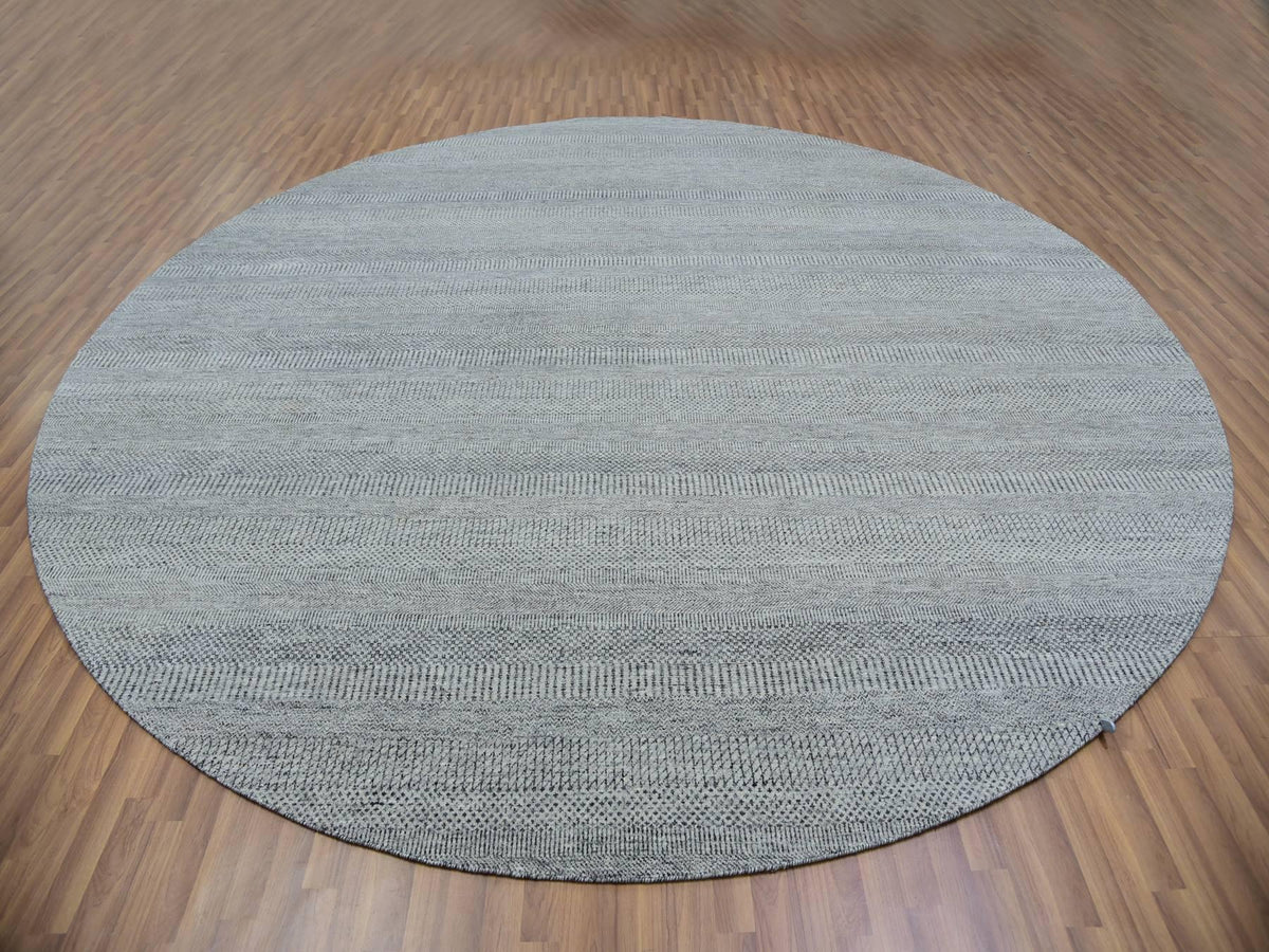 Modern / Contemporary hand-knotted wool rug in Gray, 12'0" x 12'0", SKU O079861