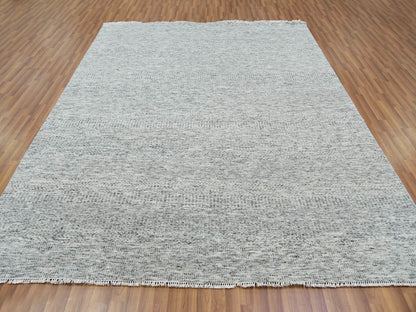 Grey 8'0" x 10'2" Modern / Contemporary Hand knotted Wool Rug - Sku: O079863
