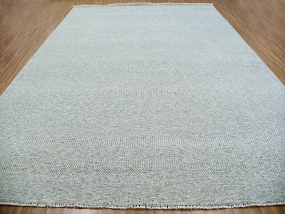 Grey 11'10" x 15'0" Modern / Contemporary Hand knotted Wool Rug - Sku: O079864