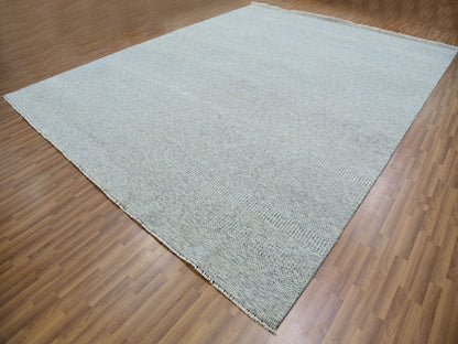 Grey 11'10" x 15'0" Modern / Contemporary Hand knotted Wool Rug - Sku: O079864