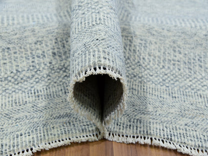 Grey 11'10" x 15'0" Modern / Contemporary Hand knotted Wool Rug - Sku: O079864