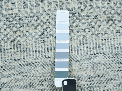 Grey 11'10" x 15'0" Modern / Contemporary Hand knotted Wool Rug - Sku: O079864