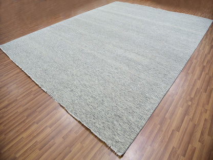 Grey 12'0" x 15'0" Modern / Contemporary Hand knotted Wool Rug - Sku: O079865
