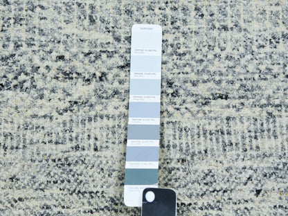 Grey 12'0" x 15'0" Modern / Contemporary Hand knotted Wool Rug - Sku: O079865
