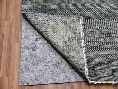 Grey 12'1" x 15'1" Modern / Contemporary Hand knotted Wool Rug - Sku: O079868