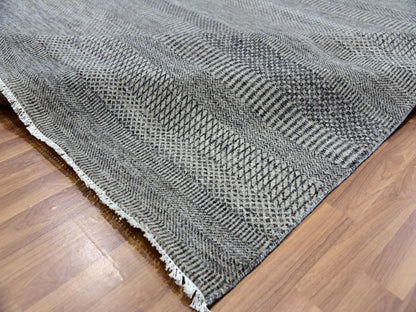 Grey 12'1" x 15'1" Modern / Contemporary Hand knotted Wool Rug - Sku: O079868