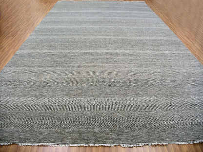 Grey 12'0" x 17'10" Modern / Contemporary Hand knotted Wool Rug - Sku: O079869