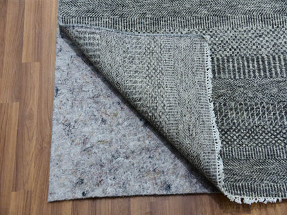 Grey 12'0" x 17'10" Modern / Contemporary Hand knotted Wool Rug - Sku: O079869