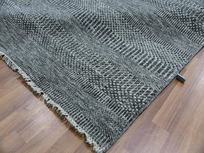 Grey 12'0" x 17'10" Modern / Contemporary Hand knotted Wool Rug - Sku: O079869