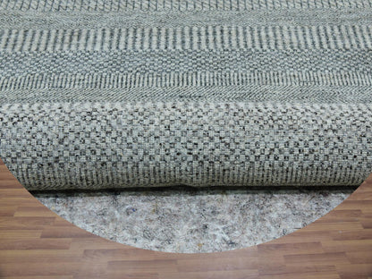 Grey 9'10" x 9'10" Modern / Contemporary Hand knotted Wool Rug - Sku: O079875