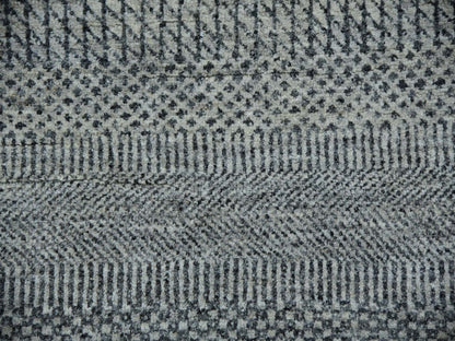 Grey 9'10" x 9'10" Modern / Contemporary Hand knotted Wool Rug - Sku: O079875