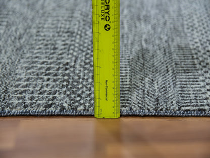 Grey 2'7" x 18'5" Modern / Contemporary Hand knotted Wool Rug - Sku: O079879