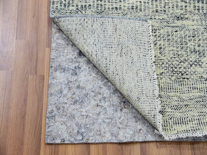 Grey 2'5" x 28'3" Modern / Contemporary Hand knotted Wool Rug - Sku: O079882