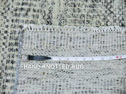 Grey 2'5" x 28'3" Modern / Contemporary Hand knotted Wool Rug - Sku: O079882