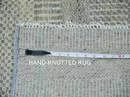 Grey 2'5" x 28'5" Modern / Contemporary Hand knotted Wool Rug - Sku: O079883