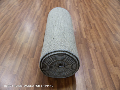 Grey 2'5" x 28'5" Modern / Contemporary Hand knotted Wool Rug - Sku: O079883