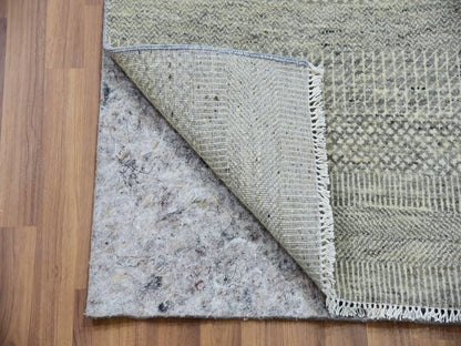 Grey 2'5" x 26'2" Modern / Contemporary Hand knotted Wool Rug - Sku: O079884