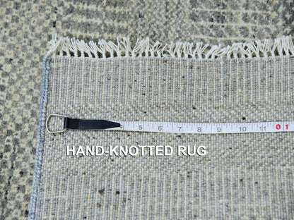 Grey 2'5" x 26'2" Modern / Contemporary Hand knotted Wool Rug - Sku: O079884