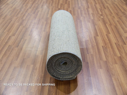 Grey 2'5" x 26'2" Modern / Contemporary Hand knotted Wool Rug - Sku: O079884