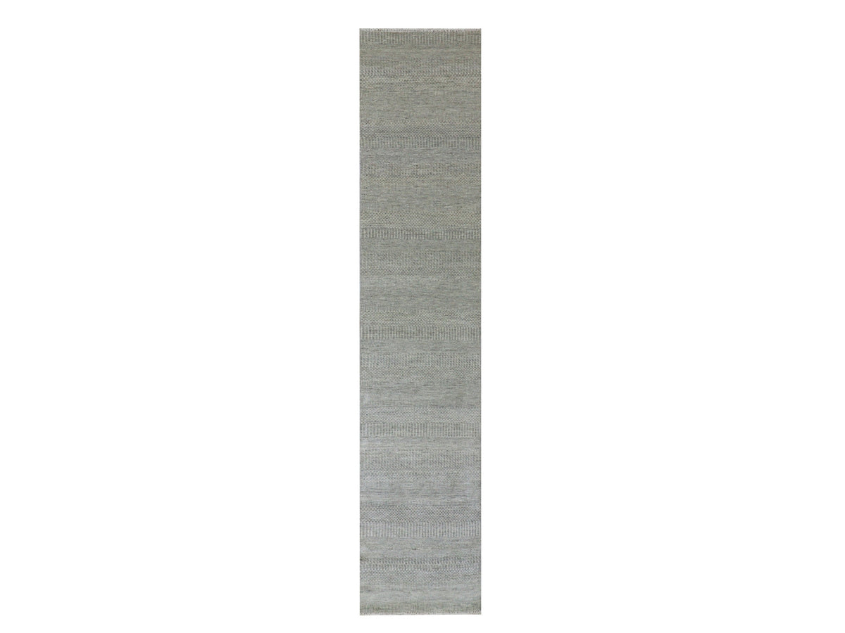 Modern / Contemporary hand-knotted wool runner in Gray, 2'6" x 12'4", SKU O079887