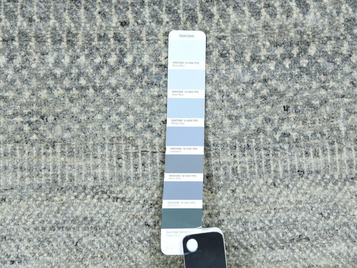 Modern / Contemporary hand-knotted wool runner in Gray, 2'6" x 12'4", SKU O079887